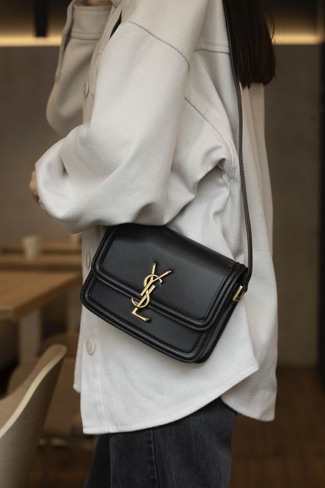 Сумка YSL Yves Saint Laurent Solferino Satchel Bag шкіра | чорна