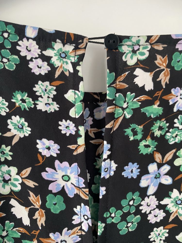 Letnia dłuższa sukienka floral taliowana bufki marszczenia Only r.48