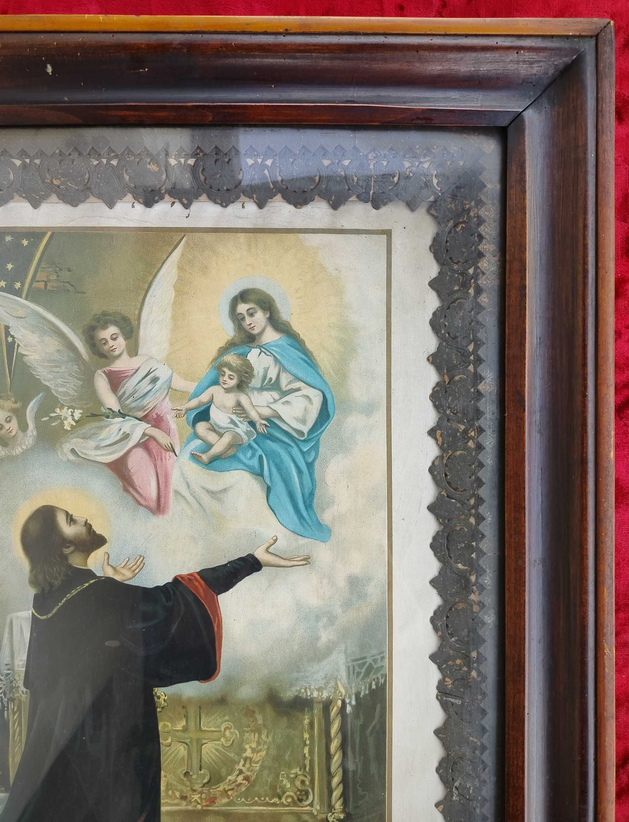Święty Jan Kanty stary obraz za szyba chromolitografia