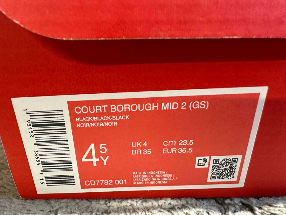Buty damskie czarne trampki nike court borough mid 2 36,5