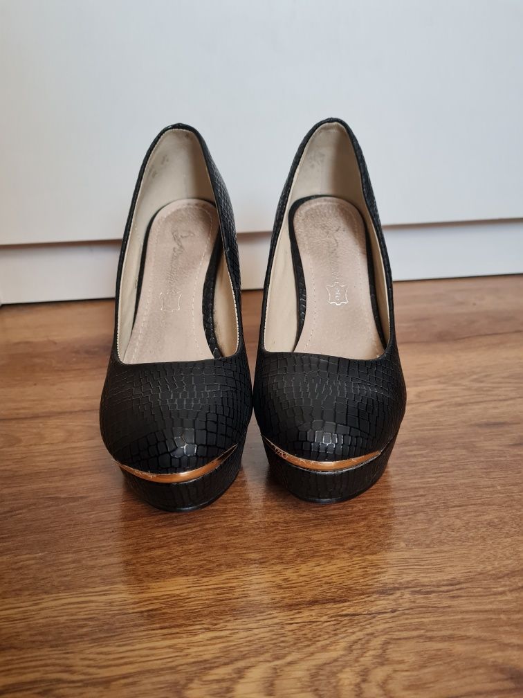 Buty szpilki na platformie domina czółenka r. 36 skóra erotyczne sexy