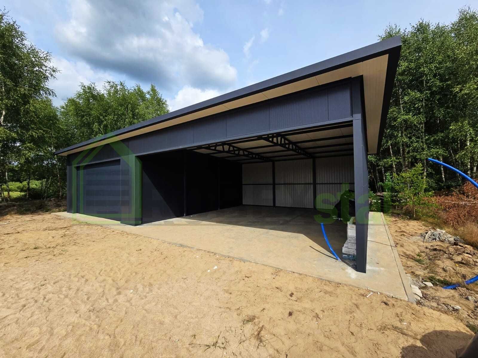 garaż ocieplany z płyty warstwowej 8x6,5 + wiata MONTAŻ CAŁY KRAJ