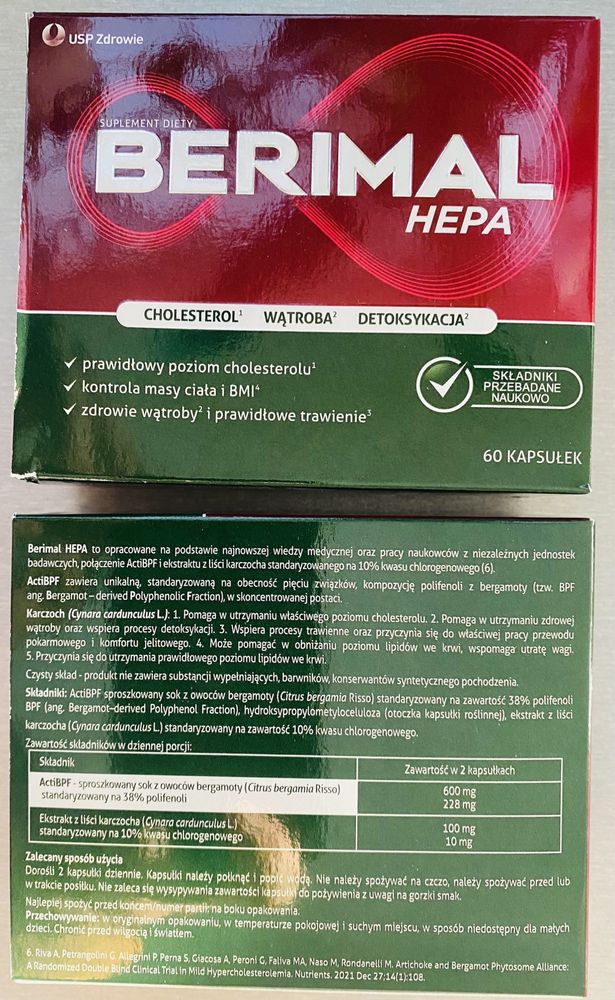 3x BERIMAL HEPA 60 kap Bergamota polifenole karczoch BERIMAL FORTE DUO