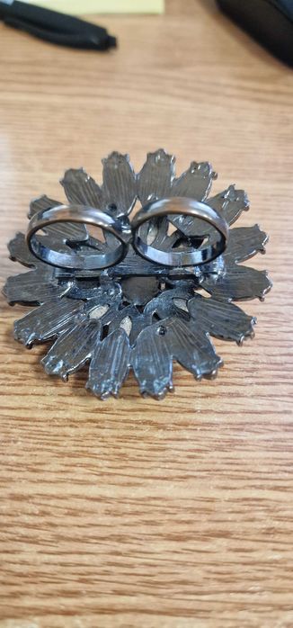 Pierścień oryginalny na 2 palce, żółto-zielony kwiat