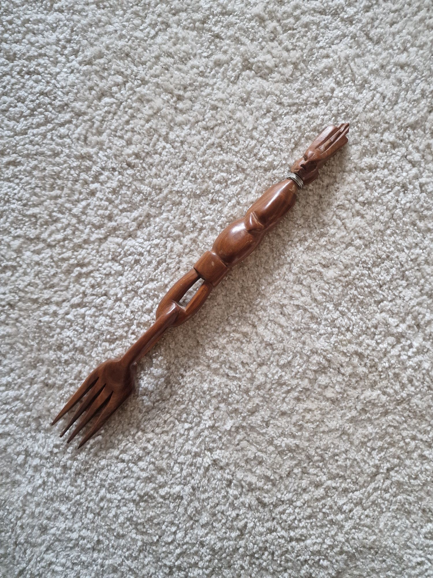 Widelec etniczna drewniany afrykański drewno duży hand made