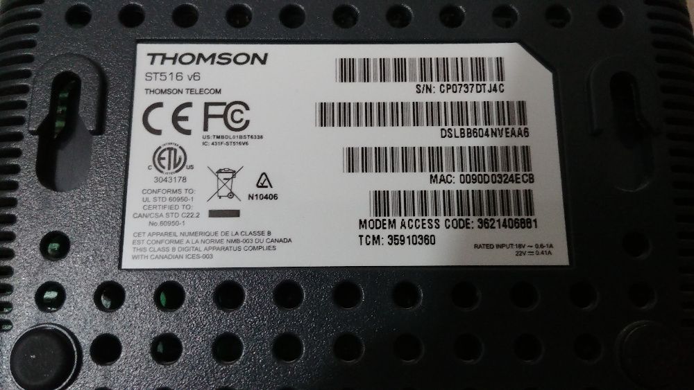 Thomson ST516v6 ADSL2+ Modem/Router (Desbloqueado)
