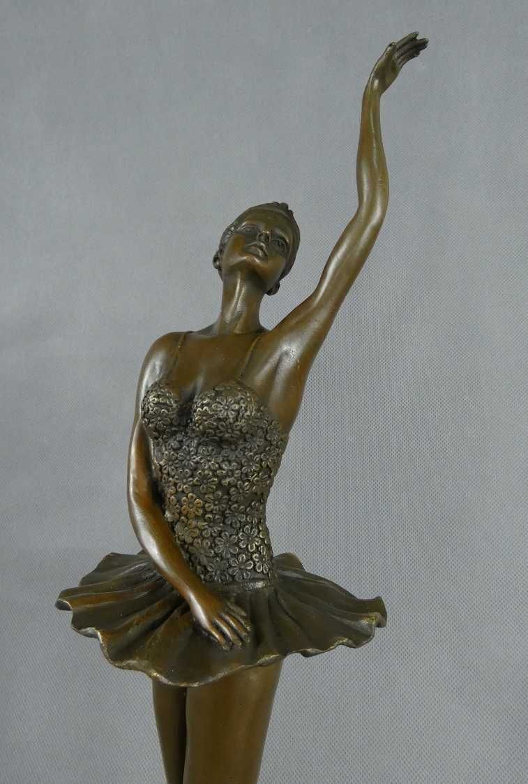Duża BALETNICA tancerka BRĄZ marmur figura RZEŹBA 42,5cm sygnatur Milo