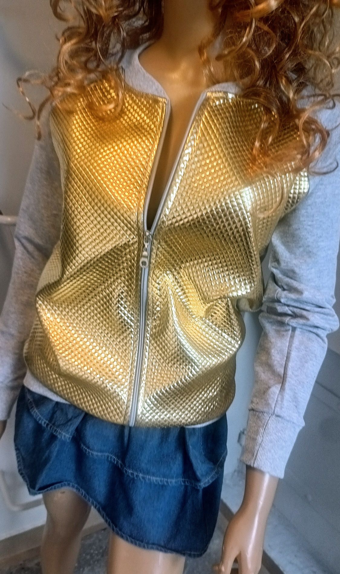 Elegancka Bluza kurtka złote wstawki UNI