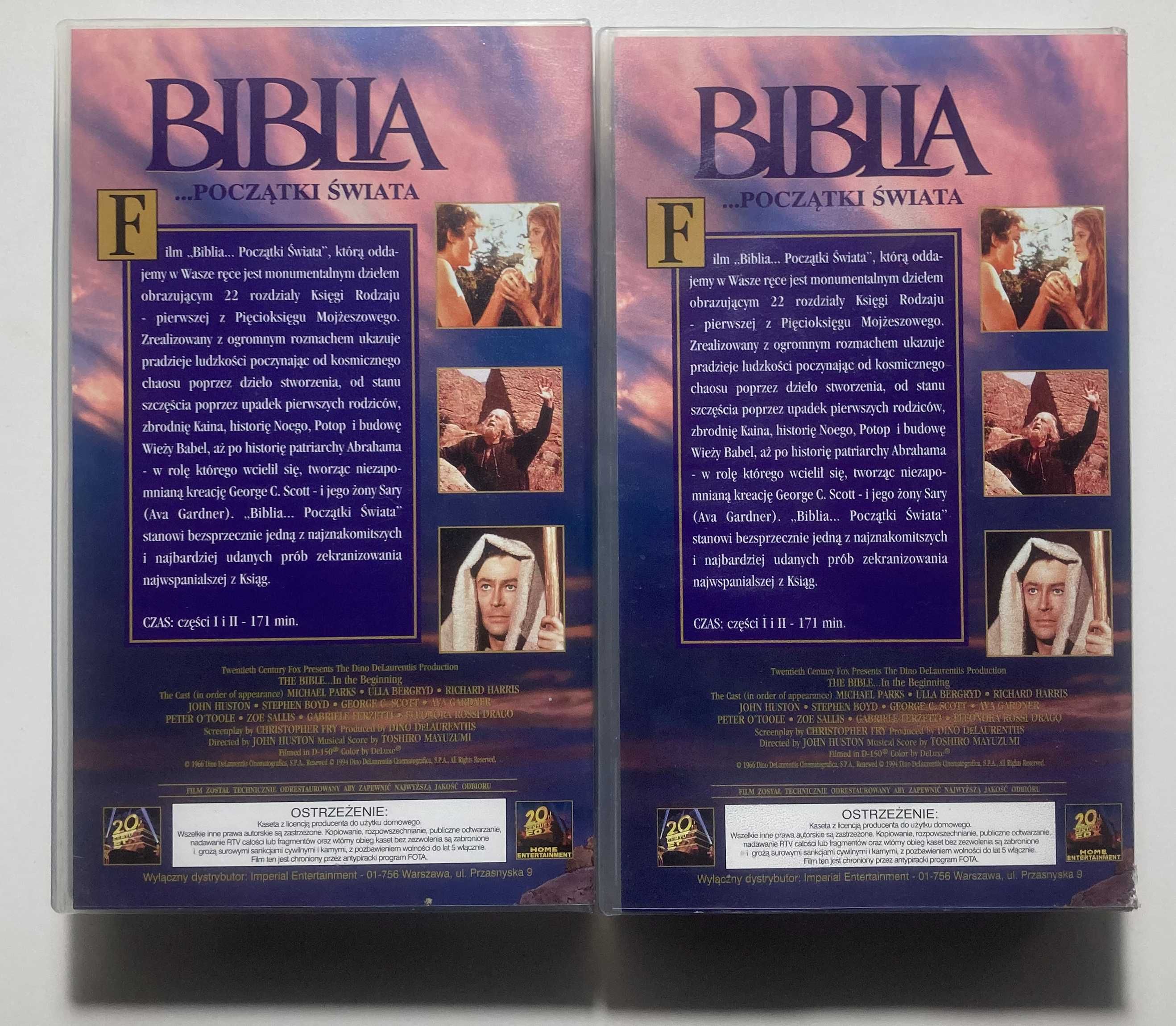 Kaseta VHS "Biblia ... Początek Świata cz 1 i 2"