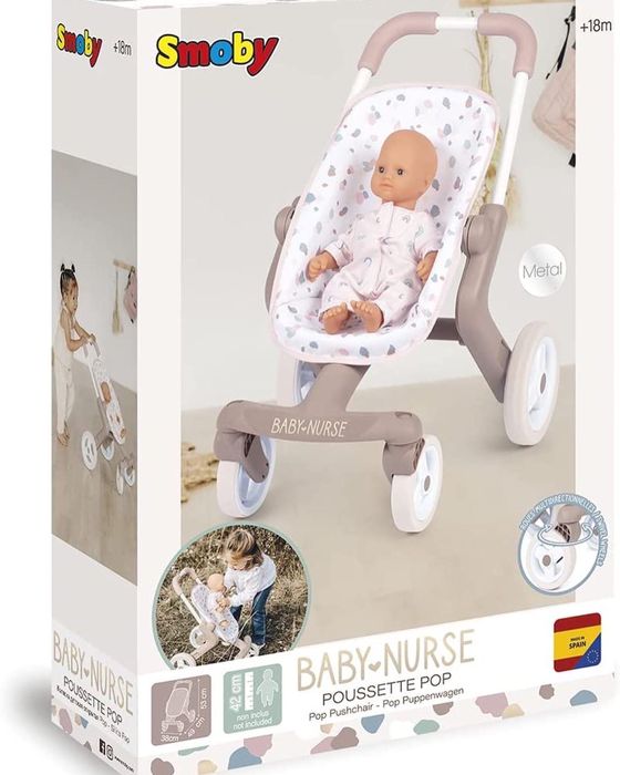 251218 Коляска Smoby Baby Nurse "Рожева пудра. Прогулянка", з поворотн