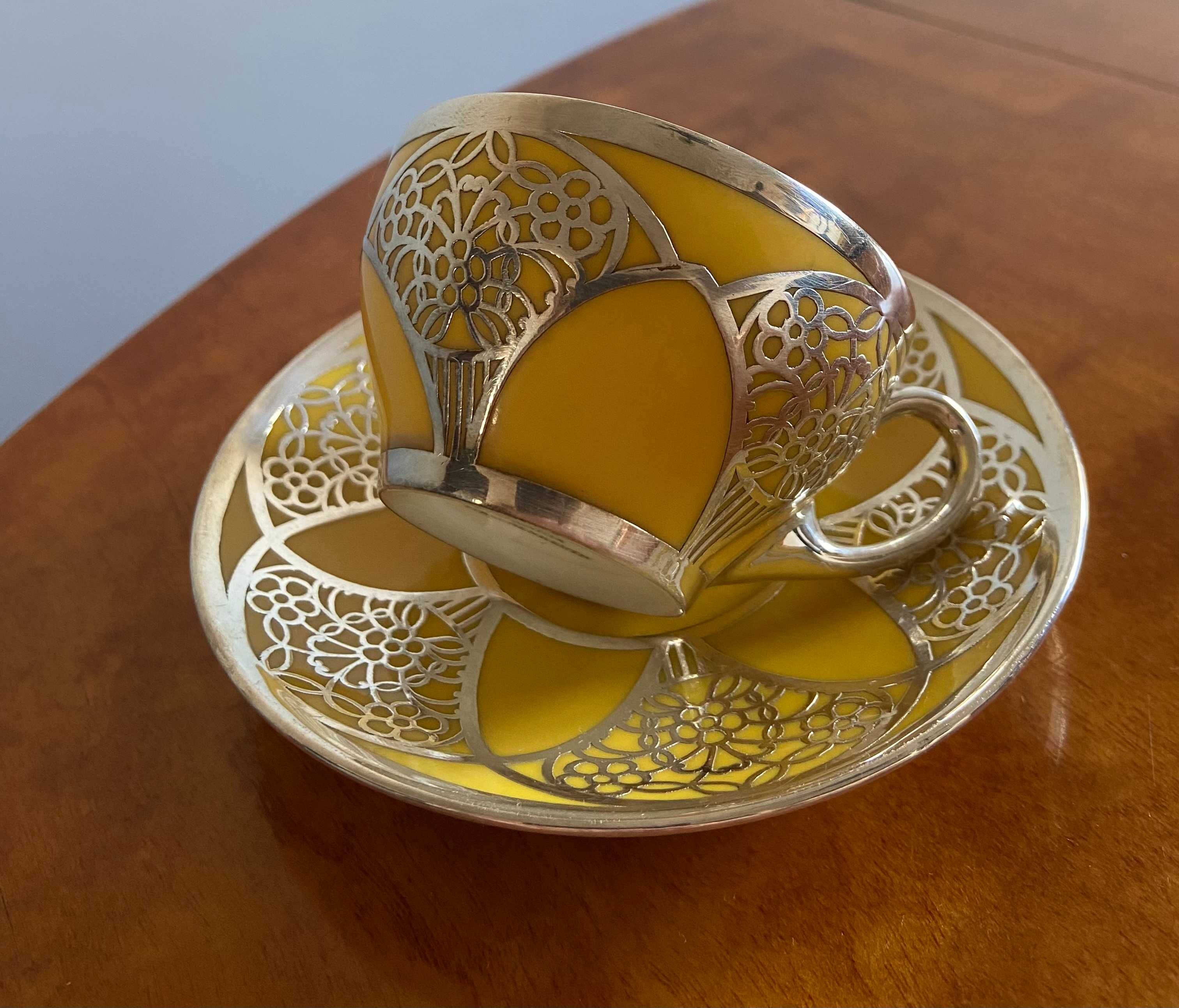 Filiżanka porcelanowa mokka okuta srebrem Tischenreuth