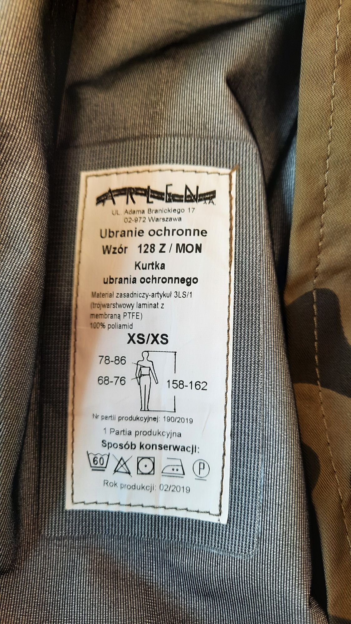 Sprzedam ubranie ochronne WZ 128Z/MON rozmiar XS/XS