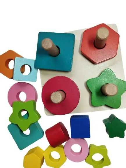 Дерев'яна розвиваюча іграшка геопірамідки сортер,Монтессорі сортер дер