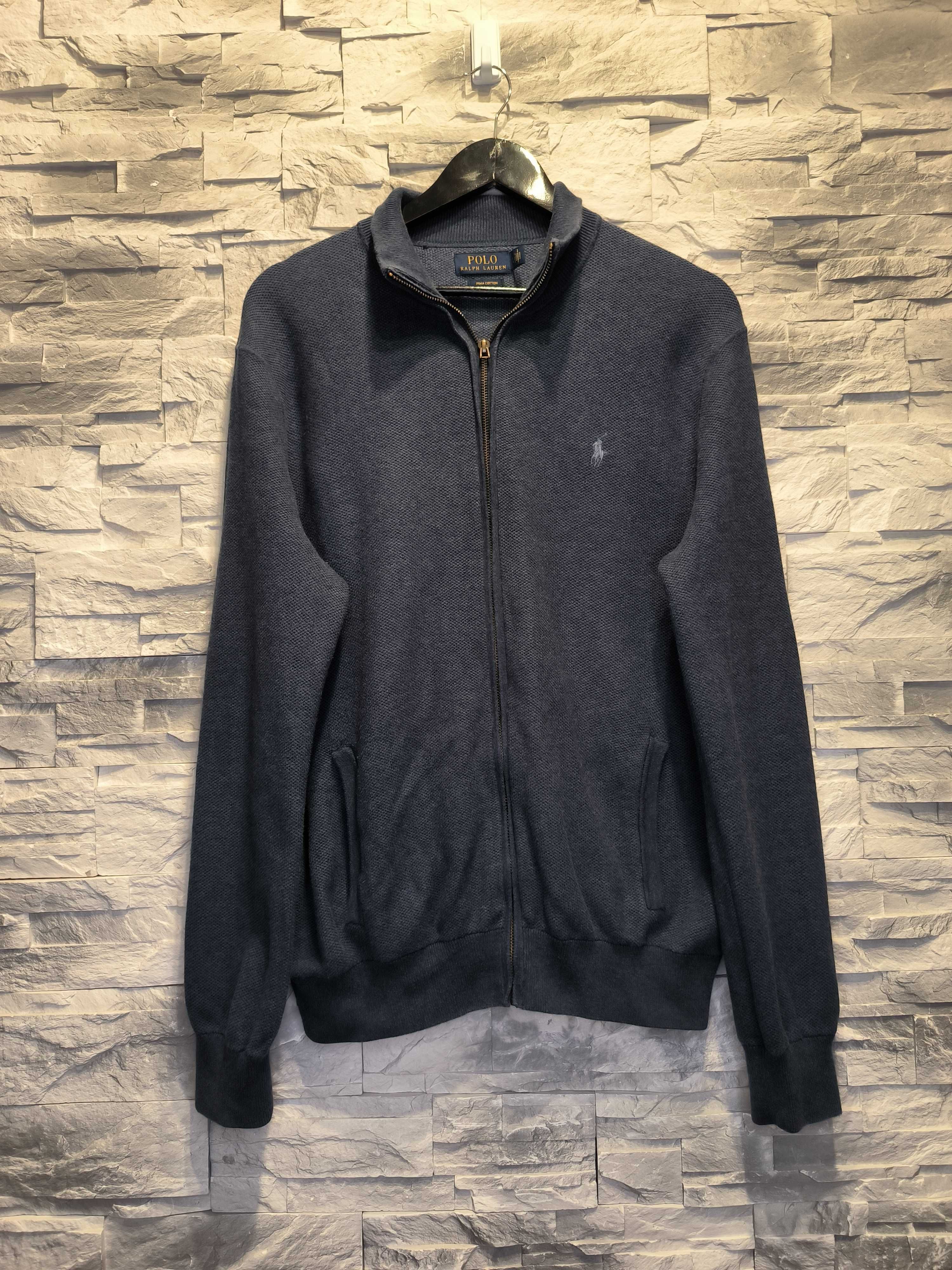 Bluza Rozpinana Ralph Lauren Szara Logo Zip