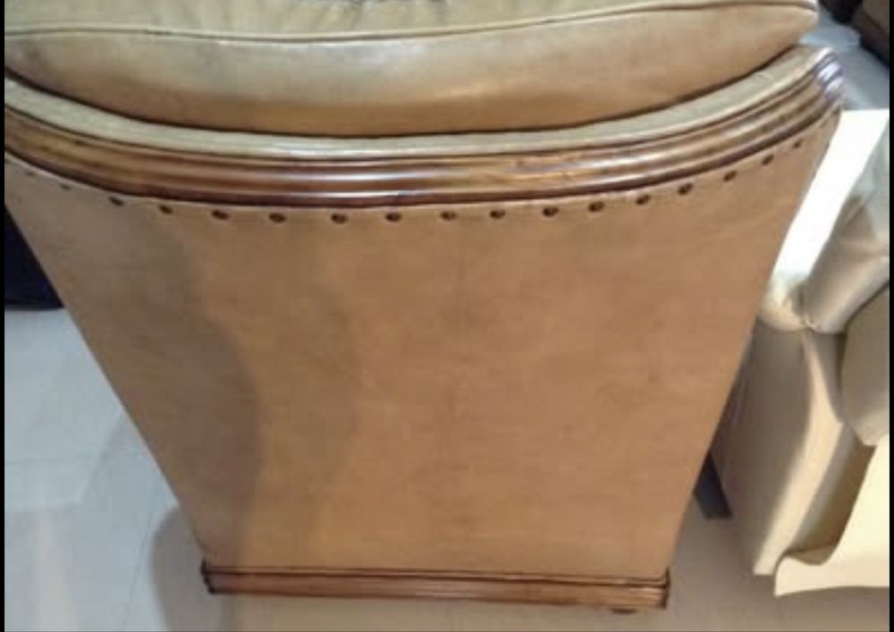 Conjunto de Sofá e 2 Poltronas em Pele de Búfalo