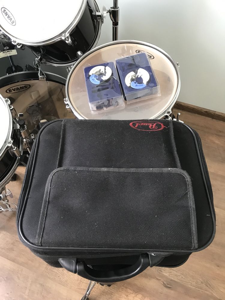 Perkusja Mapex M, twin pearl Eliminator 2002c, talerze, hardware