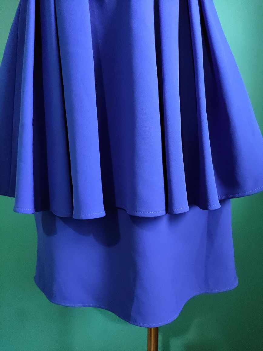 Piękna sukienka elegancka niebieska chabrowa kobaltowa wesele chrzest