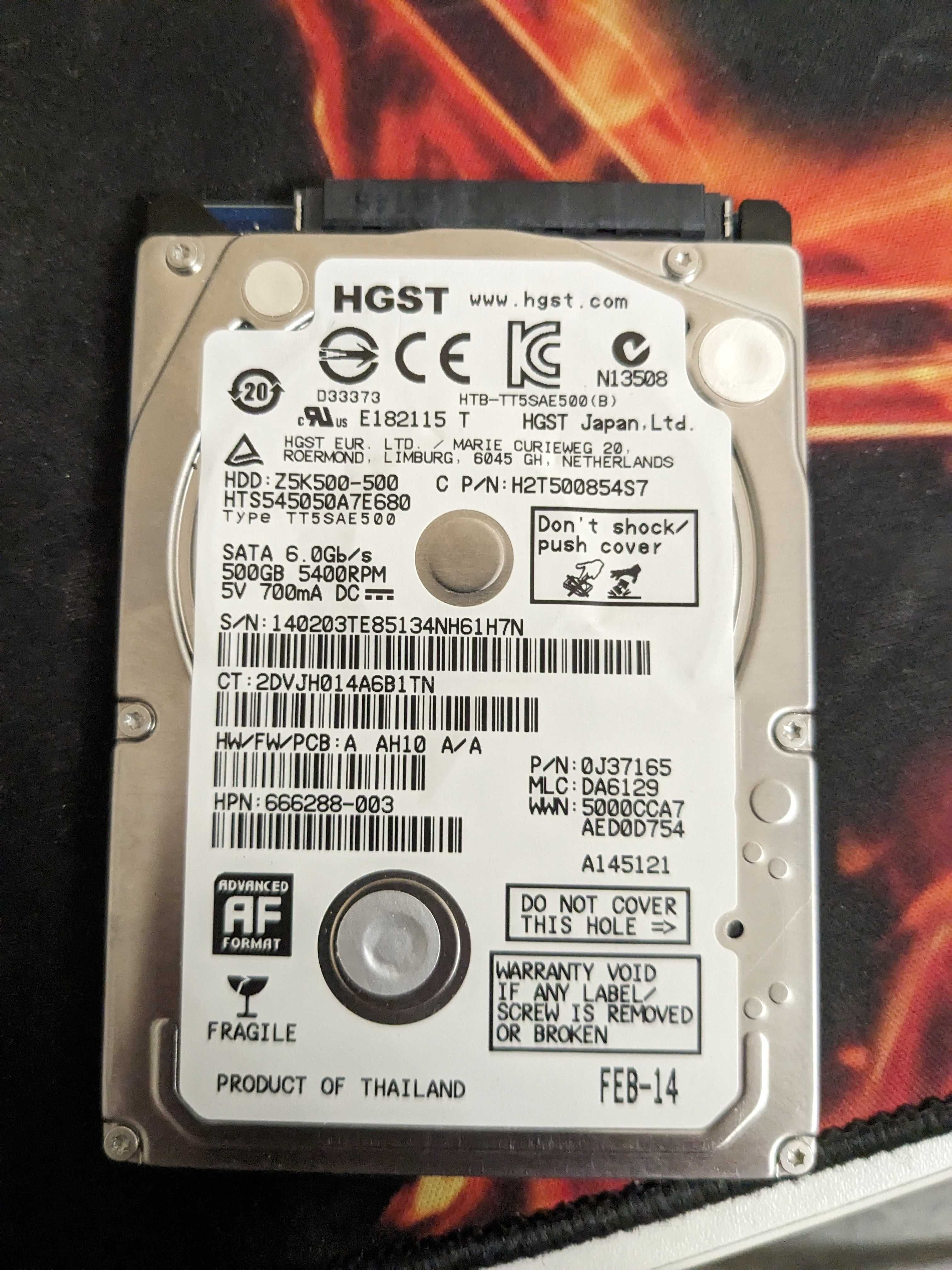 HGST SATA 6.0Gb/s 500GB 5400RPM 5V 700mA DC