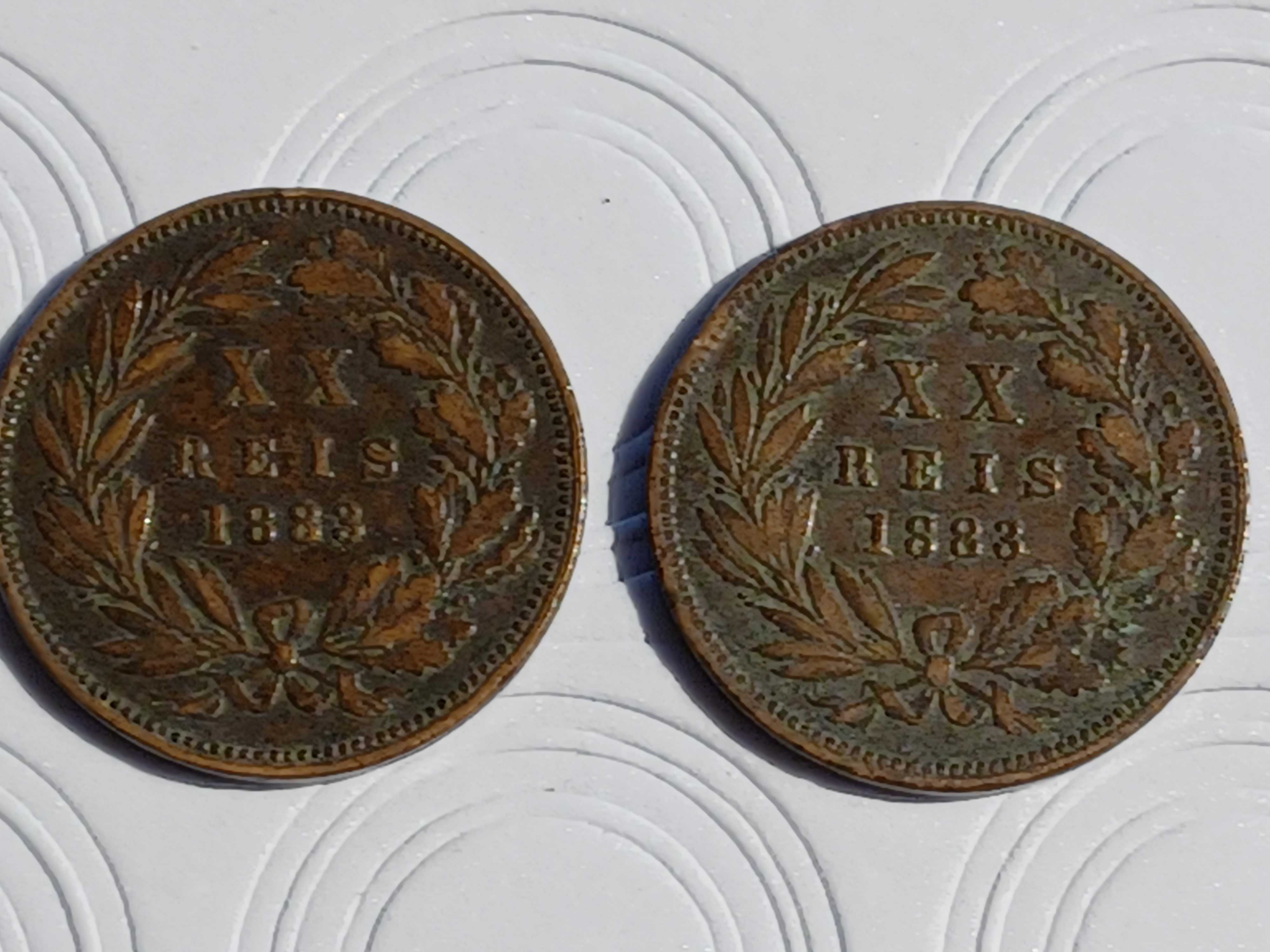 2 Moedas de XX Reis de 1883