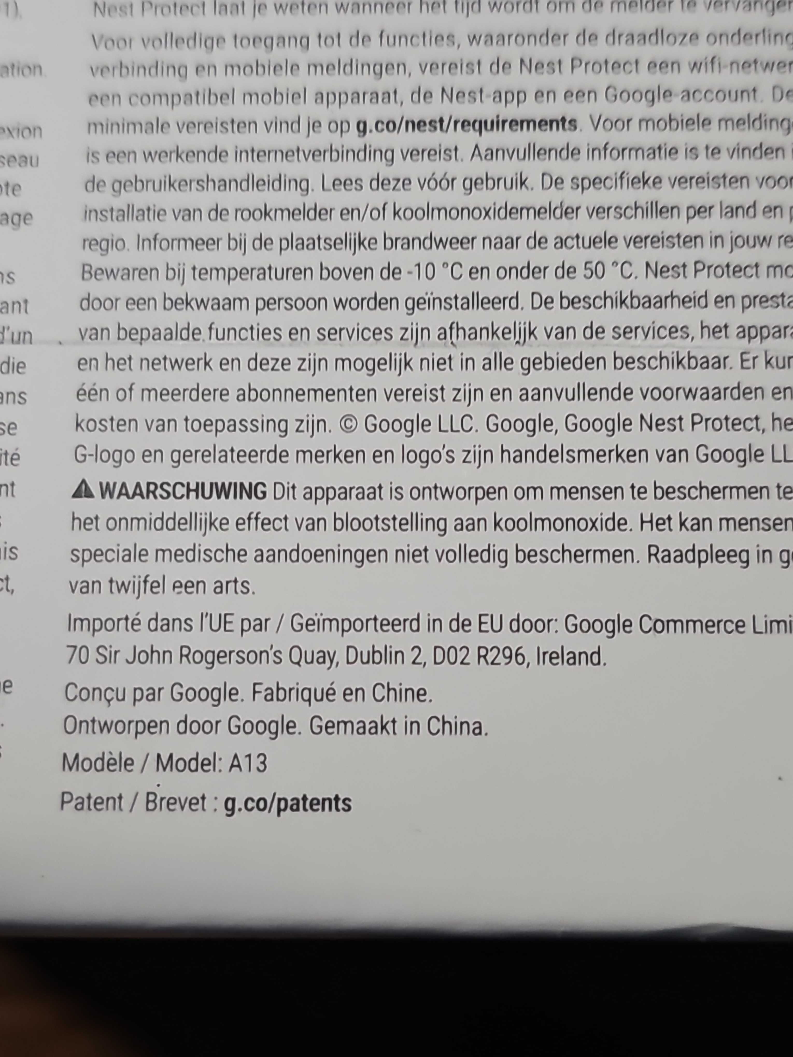 Bateria Google Nest Protect V2