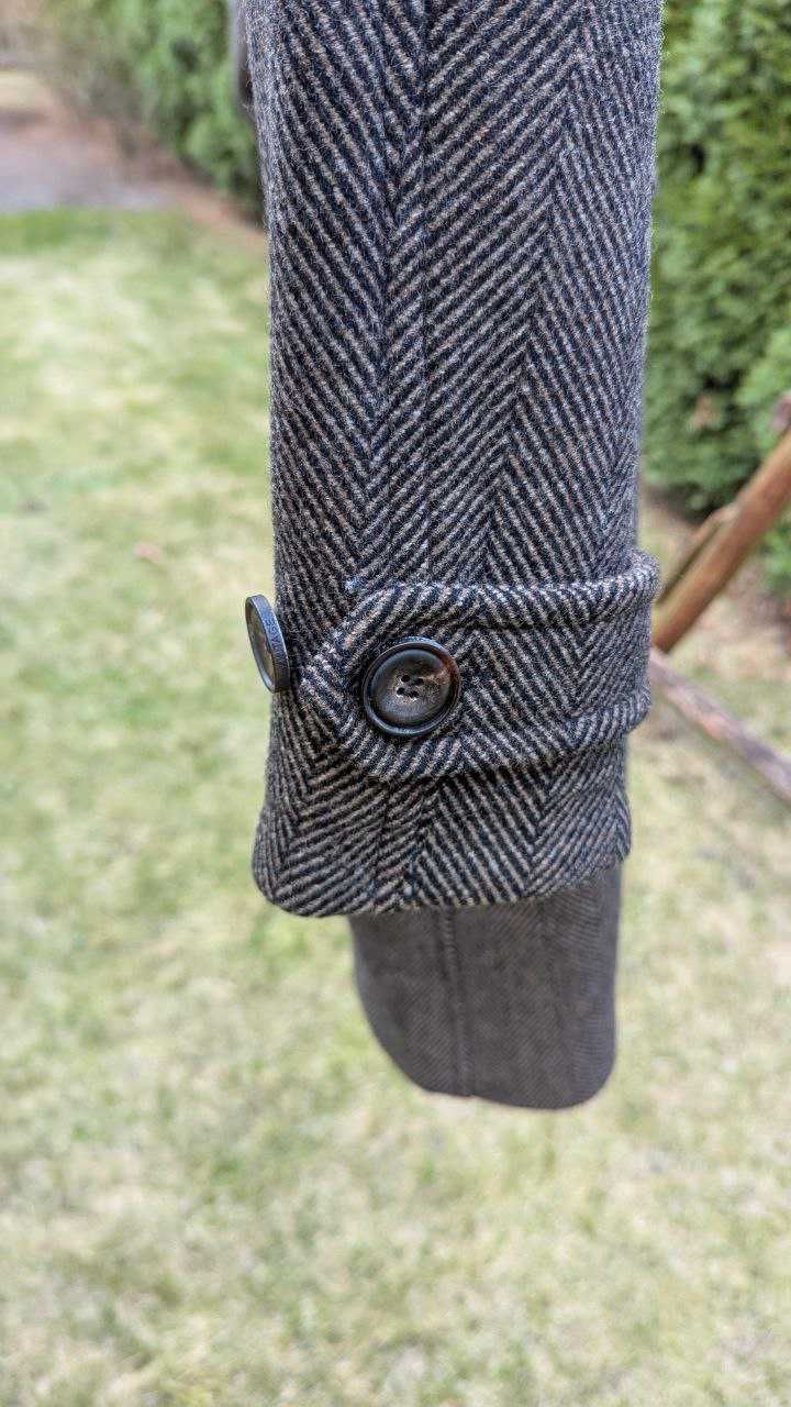 Tweedowy Płaszcz w Jodełkę Balmacaan M Annual Ring/Olderbest