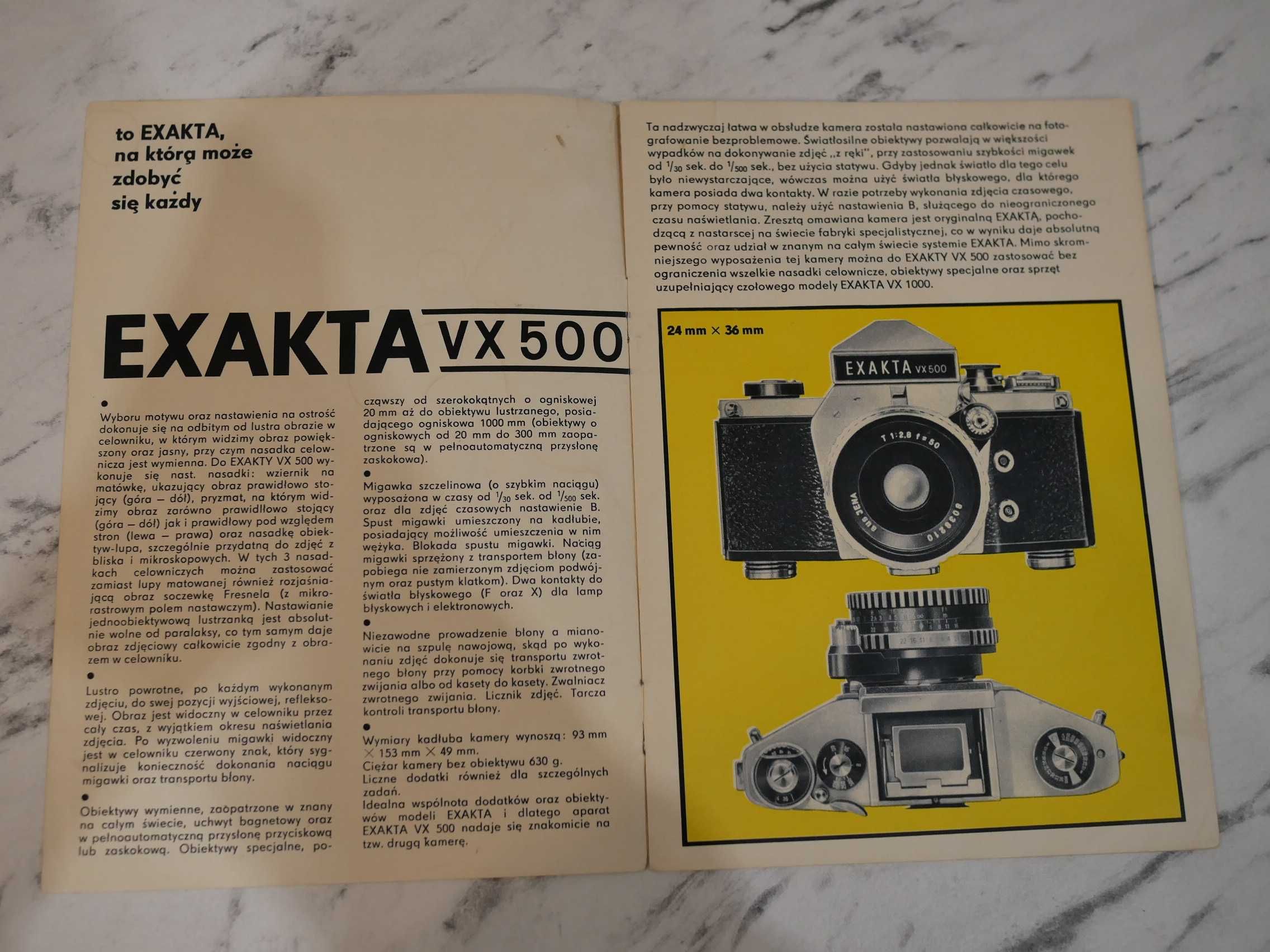 Folder, prospekt - Exakta VX 500 - j. polski