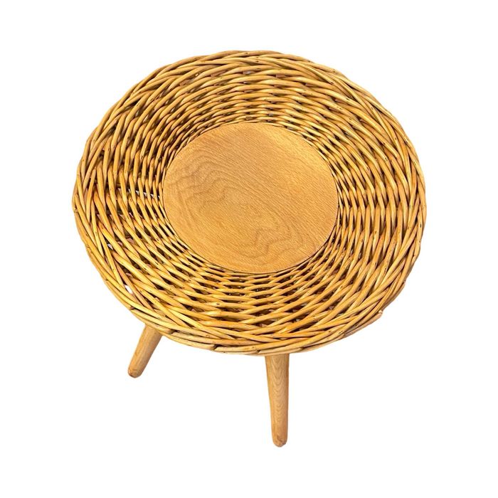 Taboret rattanowy proj. J. Kalous, Úluv, Czechosłowacja, lata 60.