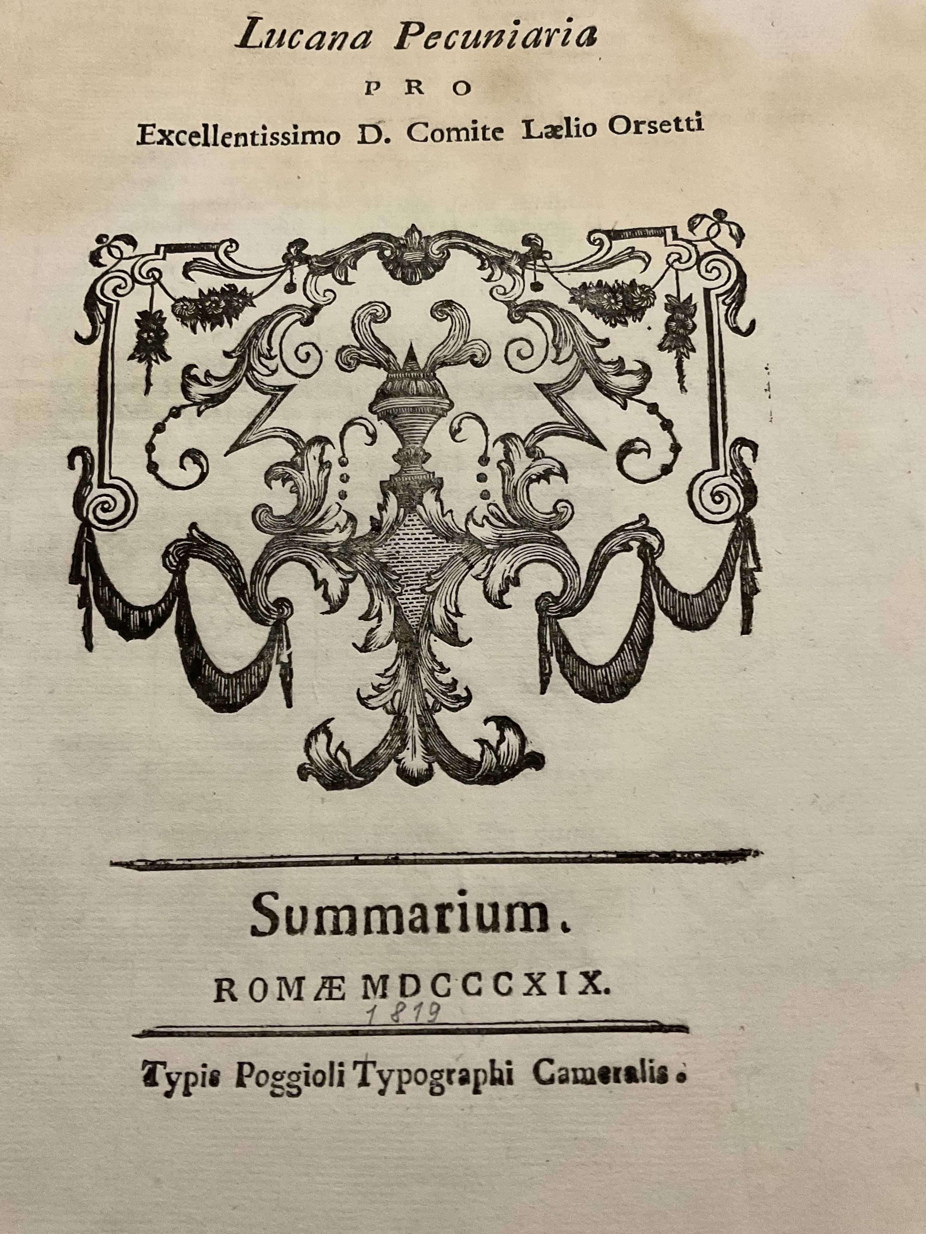 1819 Стародрук Рим Італія (є філіграні)