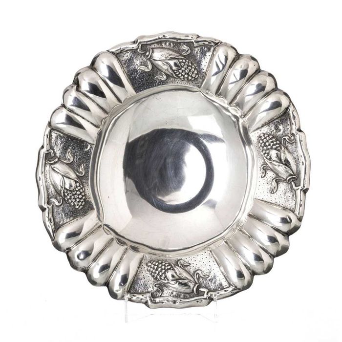 Floreira Oval com Plateau em Prata Portuguesa