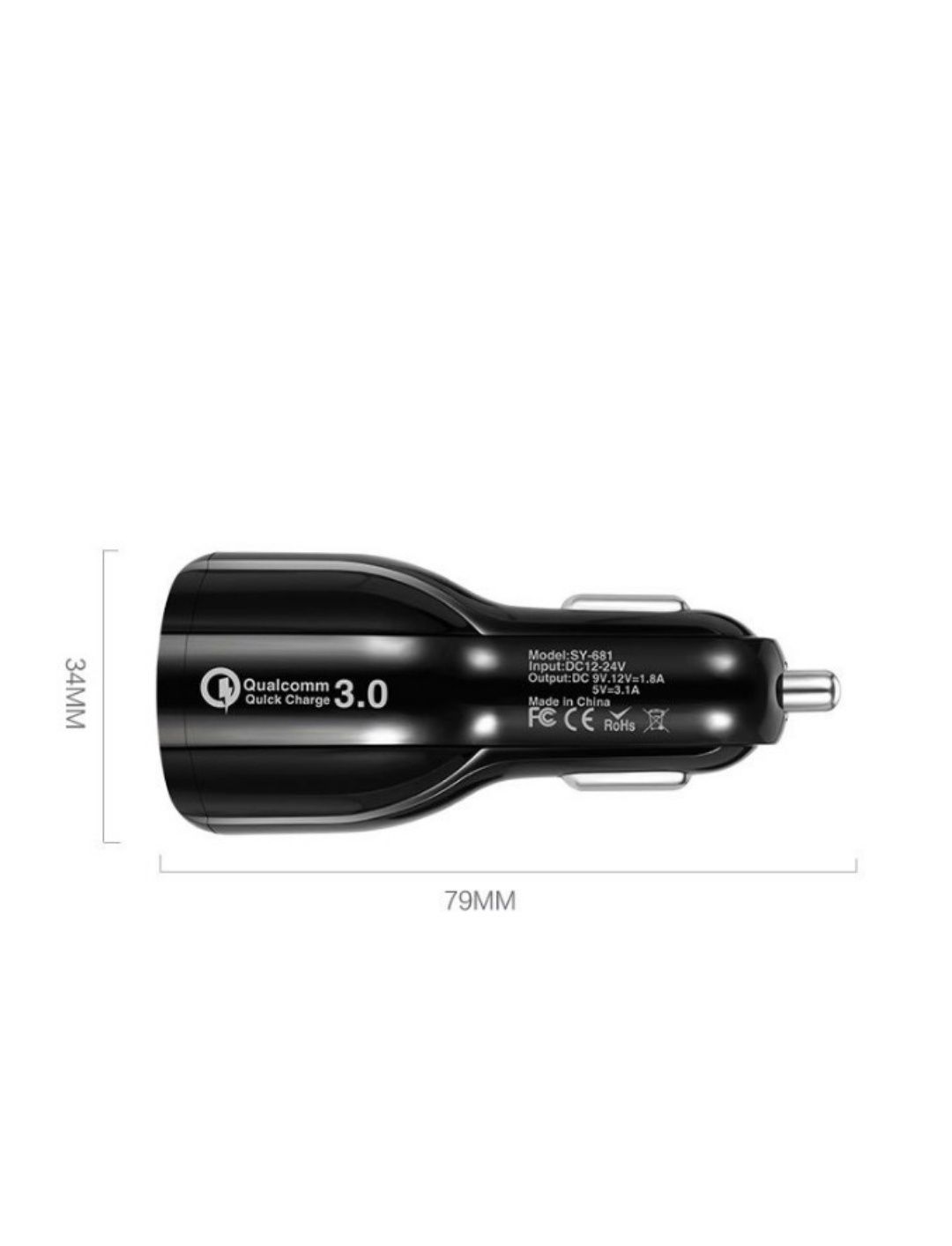 Швидка Авто зарядка в прикурювач Smart Fast QC 3.0 2х USB 6A