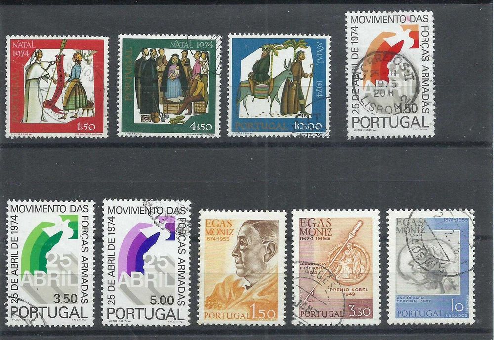 Selos portugueses – Ano completo de 1974, 36 selos usados