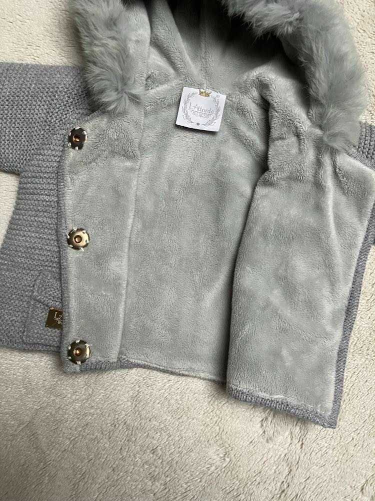Sweter/kurtka z futerkiem królika, rozm. 74, LAttante