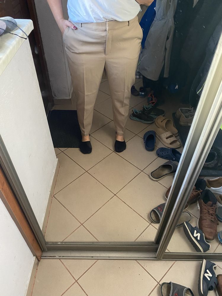 Nowe spodnie H&M, r46, komunia, chrzciny, eleganckie na kant, bezowe