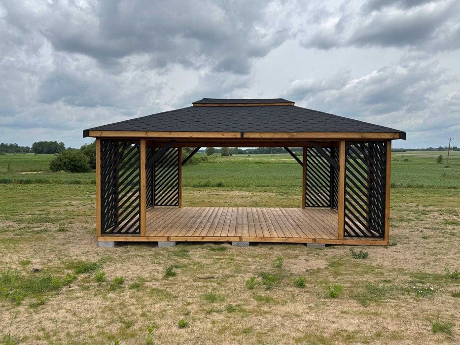 Altana altanka ogrodowa drewniana ,,Uppsala"430x430cm Nowoczesny ogród