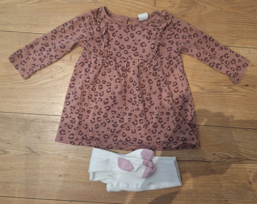 Sukienka H&M 68 + rajstopki