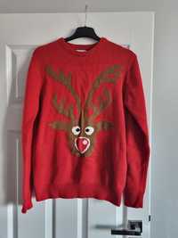 6. Czerwony sweter świąteczny z Reniferem męski
