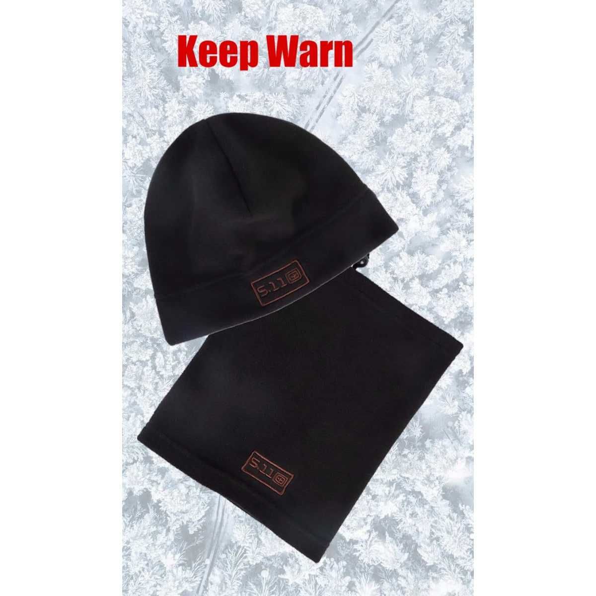 Комплект зимний шапка бафф флисовый набор черный