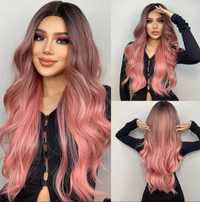 Рожева перука парик штучна волосся накладне балаяж фламінго барбі