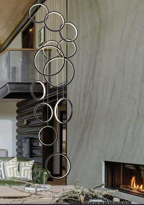 Lampa wisząca LED 12 kół Czarna NR.EO41