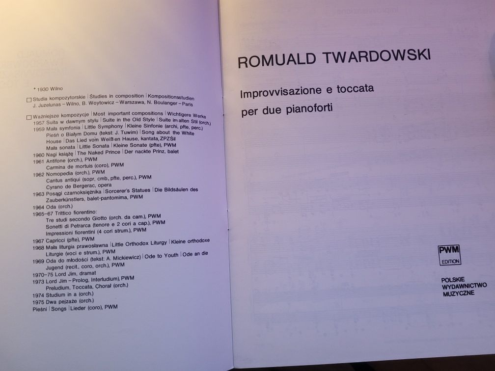 R.Twardowski Improvvisazione a toccata na dwa fortepiany 1975 PWM