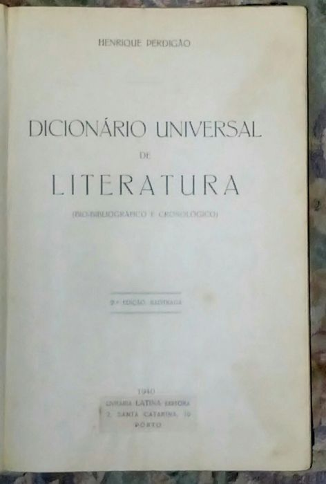 Dicionário universal de literatura 1940