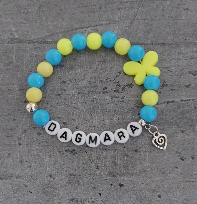 Bransoletka imię imienna z napisem koraliki zawieszka