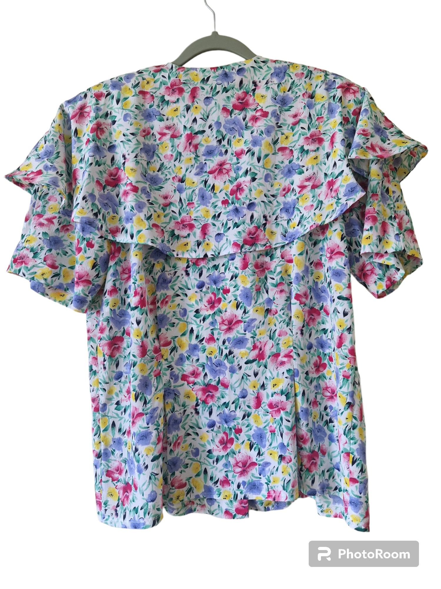 Zestaw vintage 80s koszula + spódnica midi kwiaty