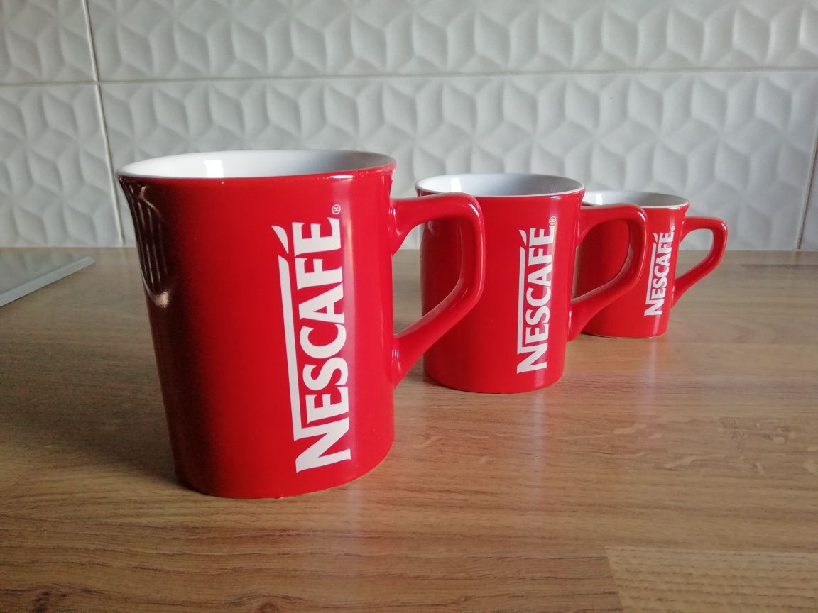 kubki nescafe czerwone 3szt 100ml 200ml 500ml XXL big