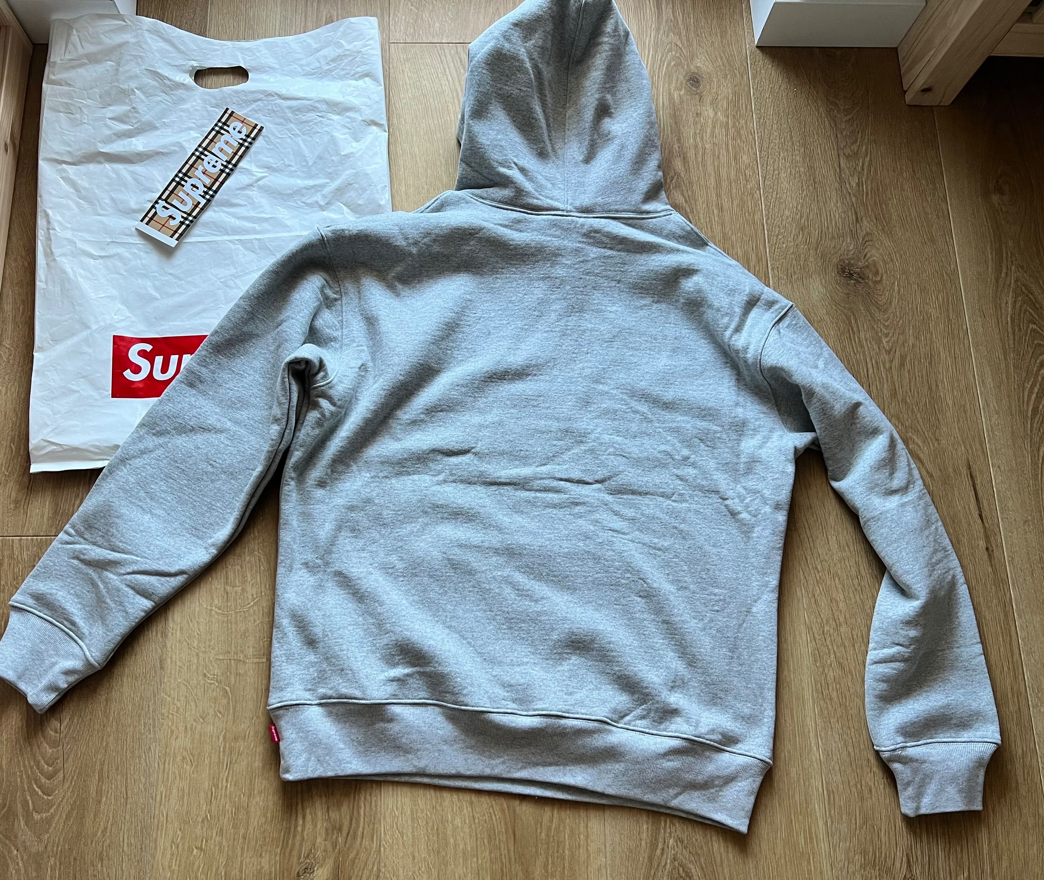Supreme x Burberry box logo hooded sweatshirt Heather Grey L bluza