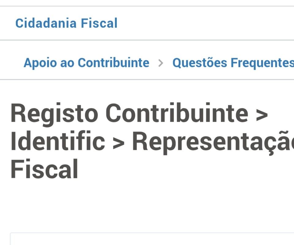 Representante fiscal / Residência Fiscal