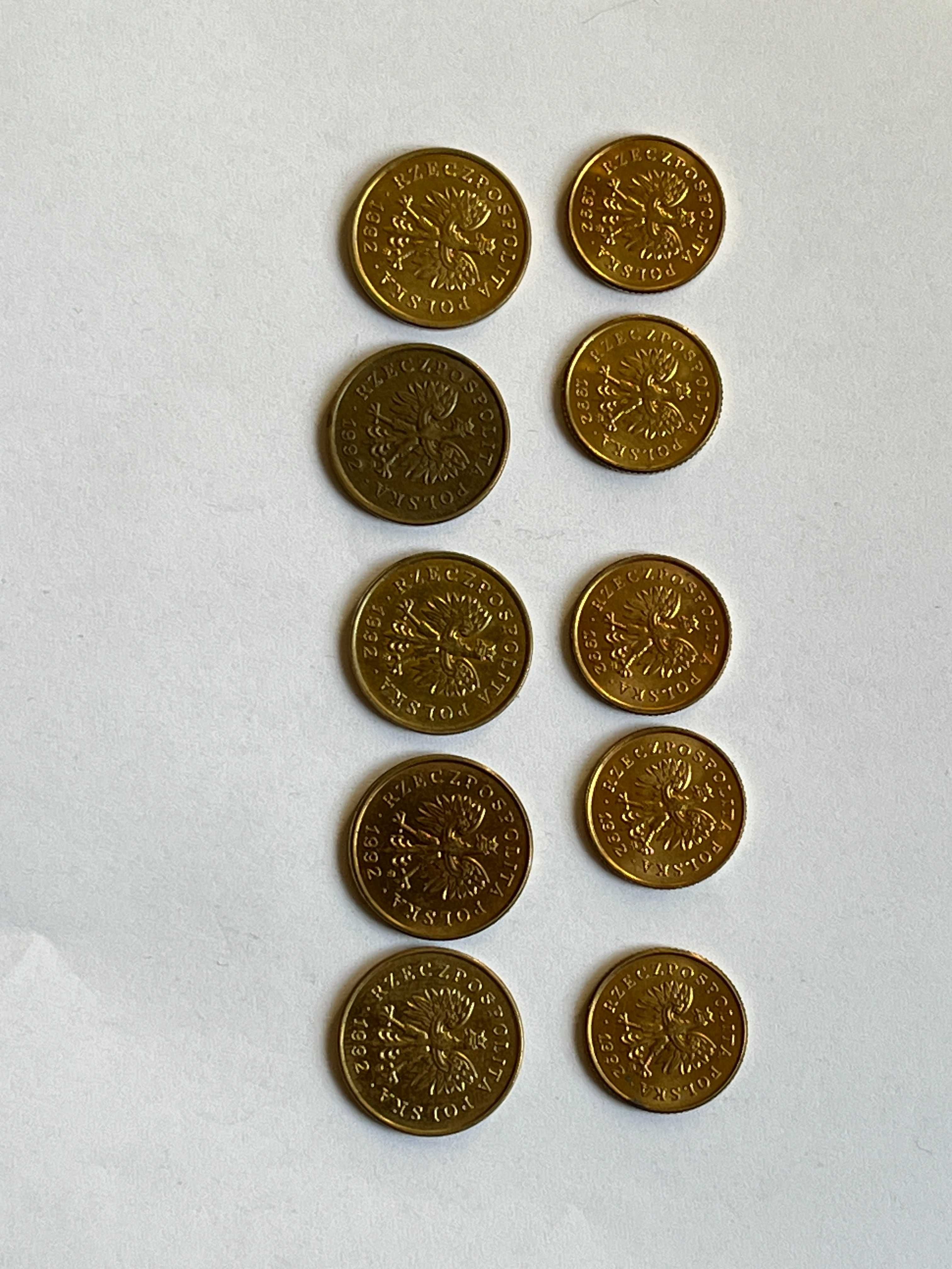 5 monet 1 grosz z 1992 r. i 5 monet 2 grosze z 1992r.