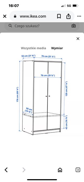 Szafa 2-drzwiowa IKEA KLEPPSTAD
