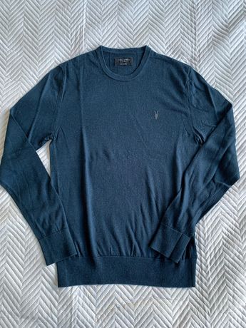 Мужской свитер кофта пуловер шерсть wool синий AllSaints L