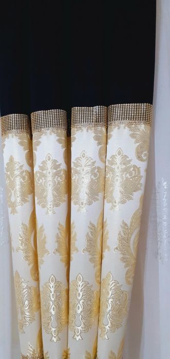 Zasłony czarne złoty ornament